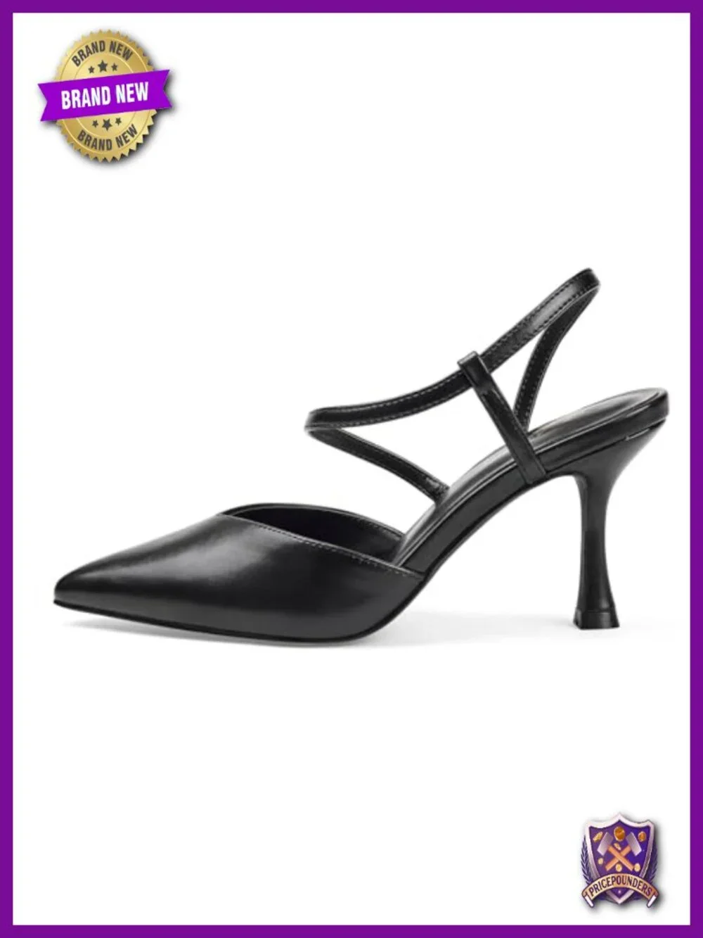 Slingback Kitten Heels Pointed Toe Low Heel Pumps Elastic Strap Comfortable